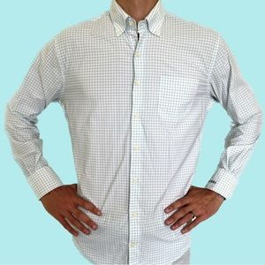 Peter Millar Summer Comfort Button Down Blue and White